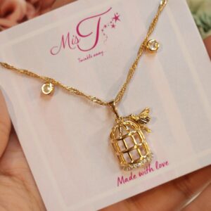 love made Of Dreams Cage Gold Plated Pendant Set