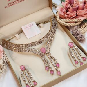The Crimson Majesty: Ultra-Premium Pink Teardrop & Zirconia Bridal Suite