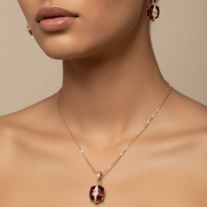 Red Drop Glitter Pendant Set
