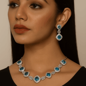 Trinket Tales Aqua Solitaire Choker Set