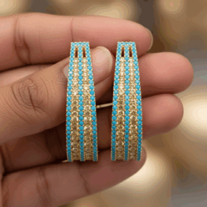 Turquoise Horizon Gold Hoop Earrings