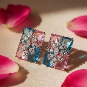 Enticing Blush Pink Aqua Chic Studs