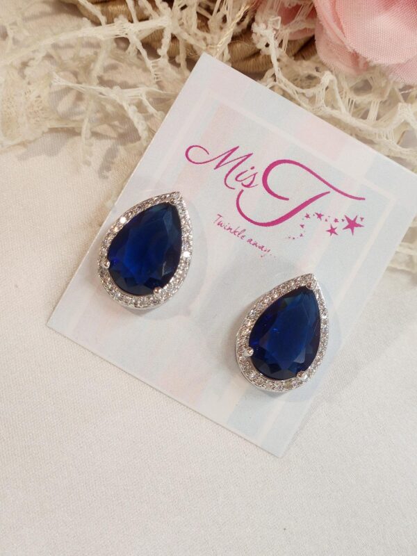 Sapphire Blue Pear Studs