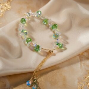Peridot Green Aurora Glow Dori Bracelet - Adjustable To Any Size