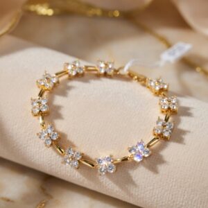 Ovate Opulence Gold look Tennis Bracelet