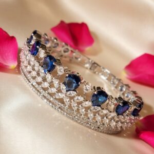 Divine Dream Sapphire Blue Bracelet- Platinum Finish