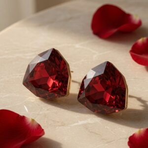 Imperial Dream Red Love Trillion Cut Studs
