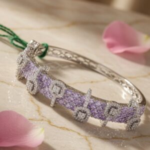 Elite Diamond style Lavender Zirconia Platinum Finish Bracelet