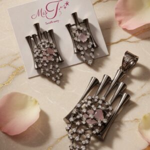 Midnight Rose Zirconia Set-Black Rhodium Finish