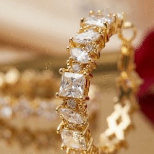 The Aurelia Eternity Luxury Princess-Cut Full Crystal Hoops-Gold Finish