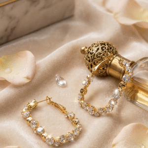 Monaco Elongated Rectangular Pavè Eternity Hoops-Gold Finish