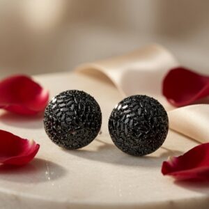 The Obsidian Eclipse Pavè Dome Studs-Black Rhodium Finish