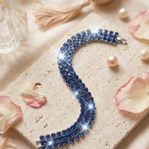 Imperial Caspian Round-Cut Multi-Row Sapphire Tennis Bracelet-Platinum Finish