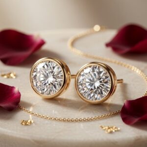 The Morden Essential Bezel Solitaire Miniature Studs-Gold Finish