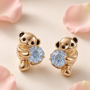 Teddy Holding Gem Studs