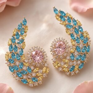 Azure Aurora Crescents Stud Earrings