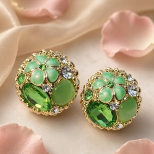 Peridot Green Dome Studs