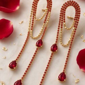 Wine Red Light Weight Tassel Earrings