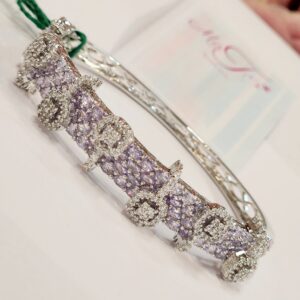 Elite Diamond style Lavender Zirconia Platinum Finish Bracelet