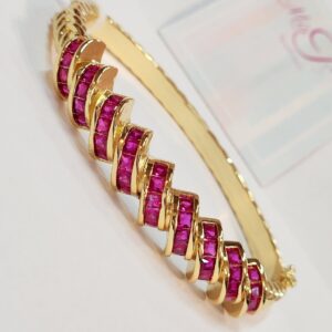 Glamour Ruby Brass Kada Bracelet Side Openable