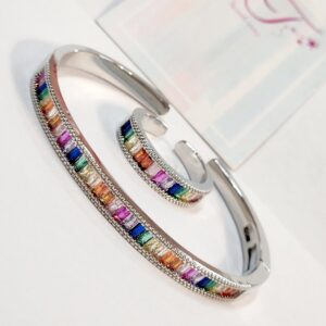 Palladium Multi Side Openable Bracelet with Ring Combo