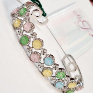 Obsidian Lace Crystal Cuff Bracelet in Platinum Finish