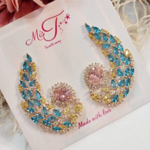 Azure Aurora Crescents Stud Earrings