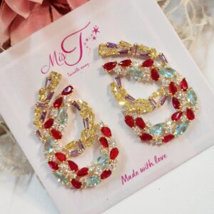 Garden Glow Big Size Stud Earrings- Gold Finish