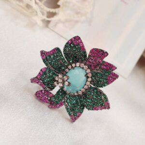 Vintage Rose Gargen Finger Ring - Black Finish