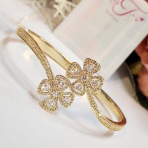 Gilded Brass Floral Grace CZ Bracelet