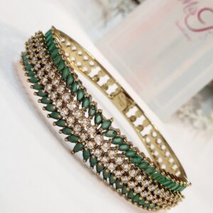 Empress Glow Emerald Green Bracelet Platinum Finish