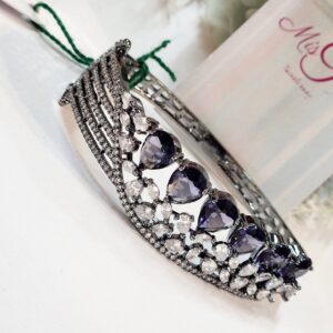 Charming Cuff Amethyst Bracelet- Black Rhodium Finish