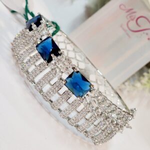 Zarika Glossy Sapphire Blue Royal Bracelet - Platinum Finish