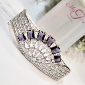 Noor Luxe Amethyst Purple kada - Platinum Finish