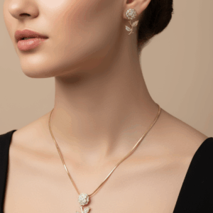 Stem Rose Pendant set