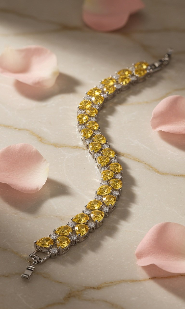Golden Aura Tennis Bracelet-Platinum Finish