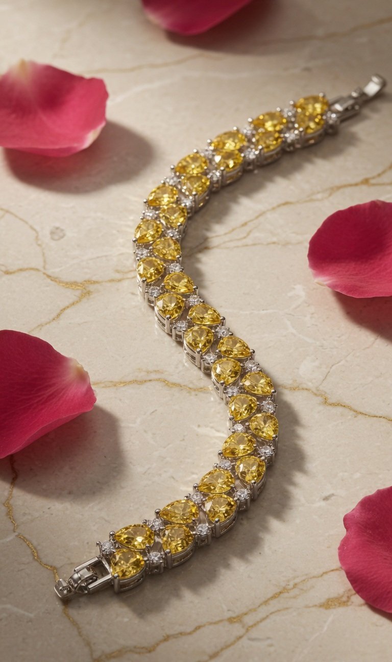 Golden Aura Tennis Bracelet-Platinum Finish - Image 2