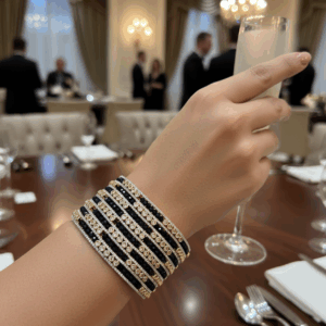 Dense Sapphire Blue Pearl & Moissanite Bracelet