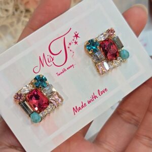 Designer Smoky Crystal Stud Earrings