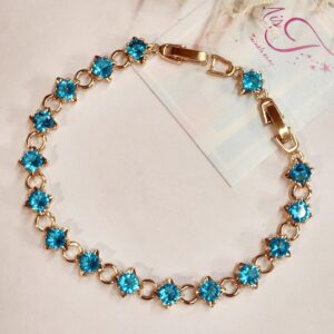 Aqua Blue Solitaire Bracelet