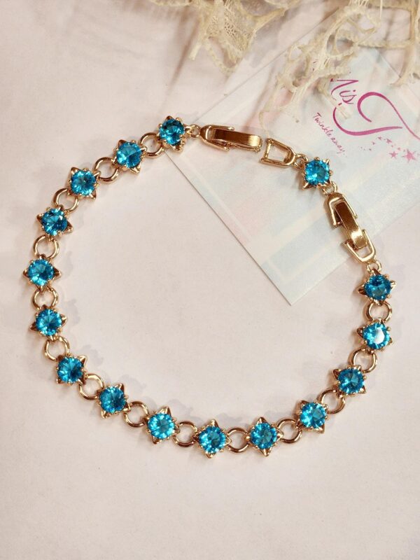 Aqua Blue Solitaire Bracelet