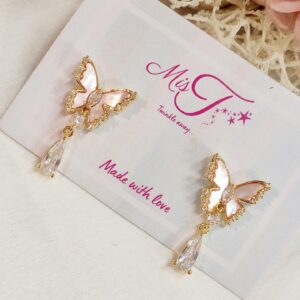 Pink Mona Lisa Butterfly Earrings