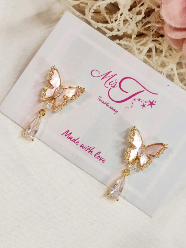 Pink Mona Lisa Butterfly Earrings