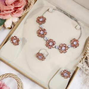 Peach Golden Flower Neckpiece