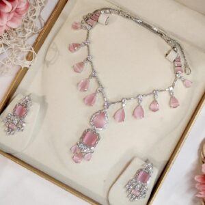 Rose Pink Premium Drops Necklace Set