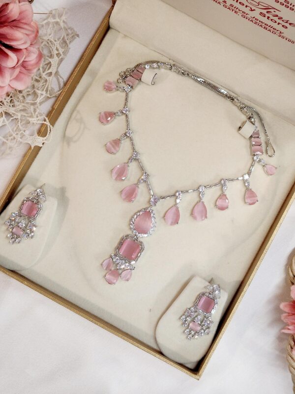 Rose Pink Premium Drops Necklace Set
