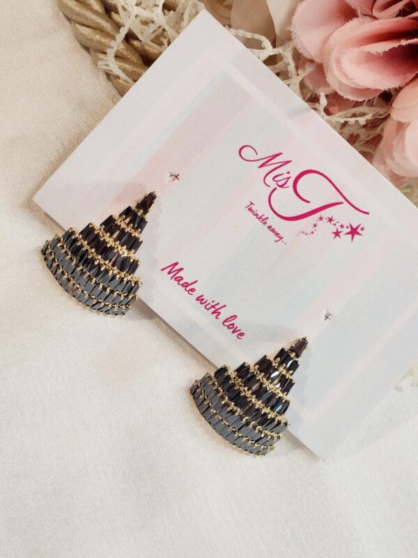 Black Baguette Semi Hoops
