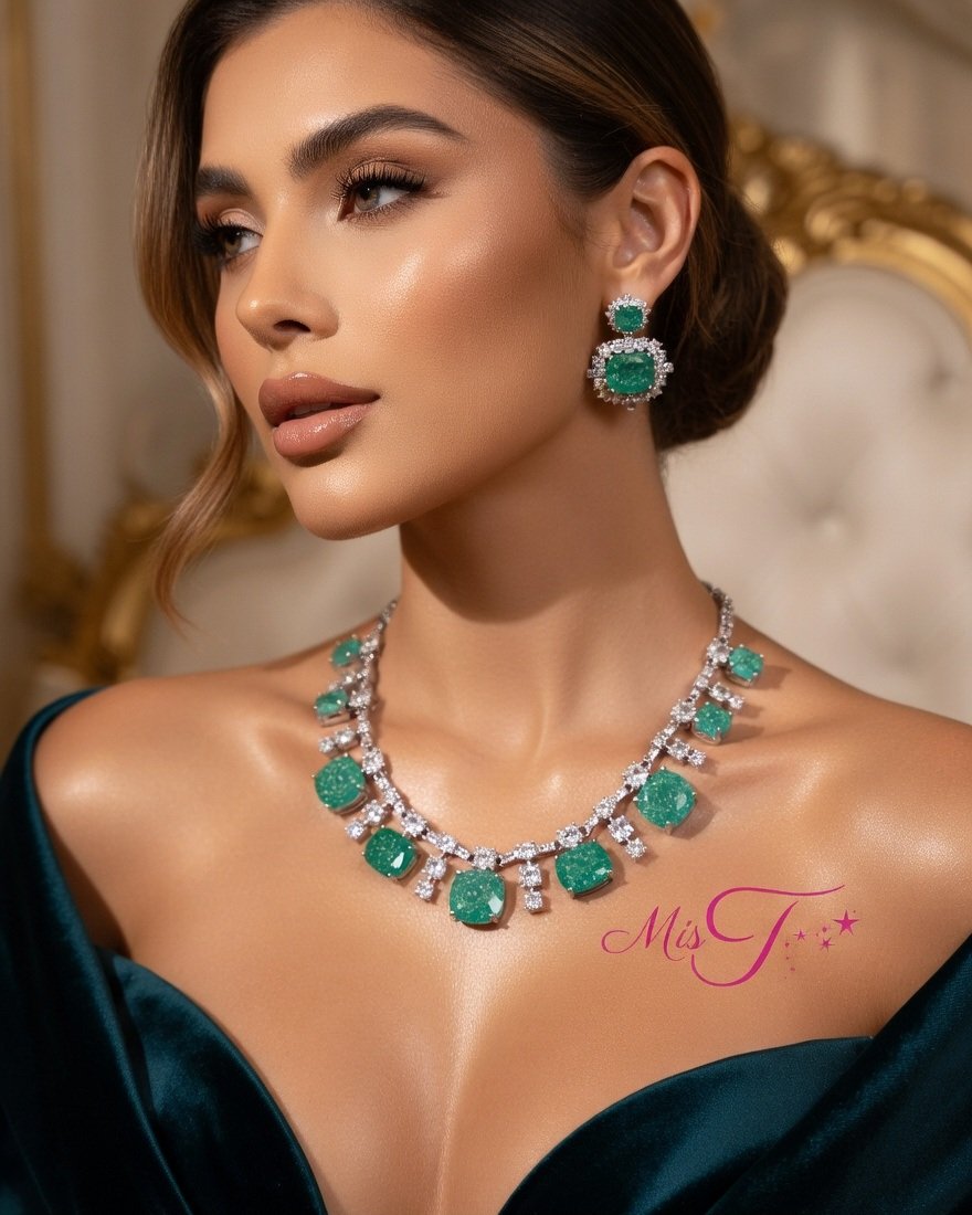 Obsessed Luxe Emerald Doublet zirconia Choker Necklace