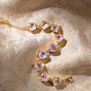 Rainbow White Trillion Cut Treasure Bracelet