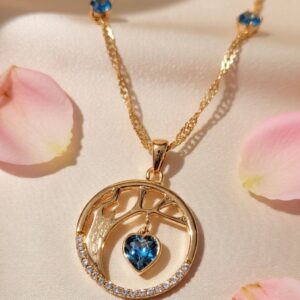 Ocean Blue Heart on Tree Pendant Set